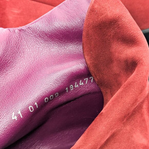 Arche Paris Women Red Garnet Nubuck Zip Heel Fashion Ankle Boots Size 10US EUR41 - Picture 7 of 8